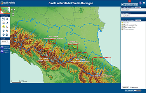 WebGIS del Catasto delle cavit naturali della Regione Emilia-Romagna