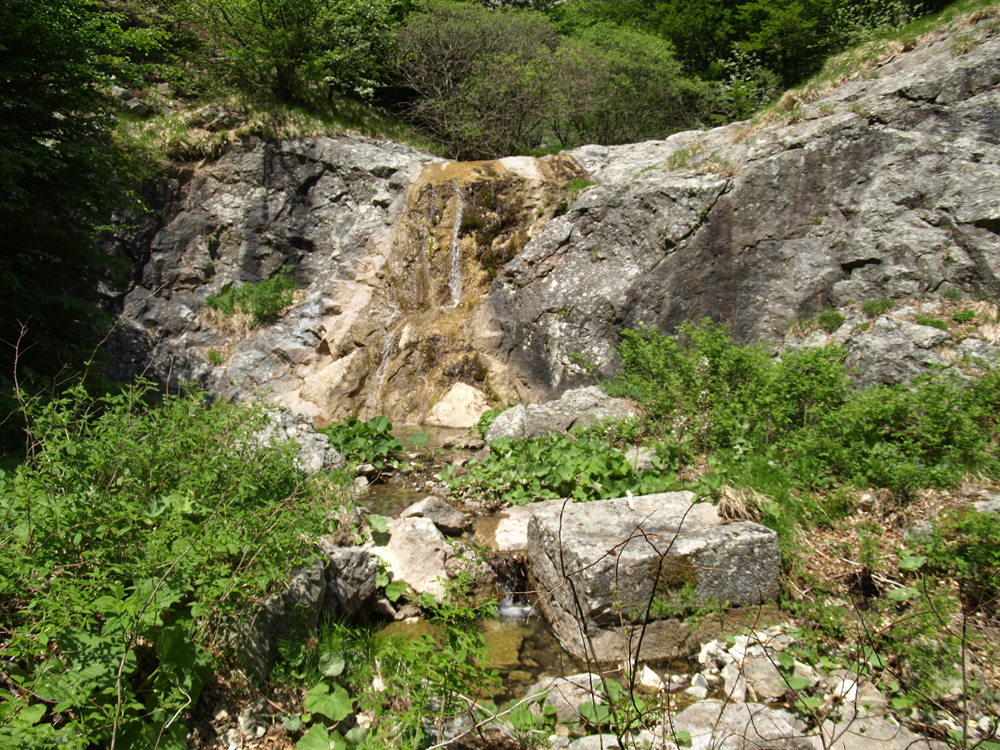Il granito alla base della cascata - zona del saggio di cava - Foto Archivio Servizio Geologico